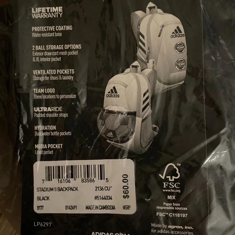 Adidas Stadium‎ II Athletic Backpack Hydrosheild Ventilated Storage Pocket NEW